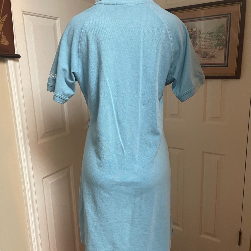 BSR Light Blue Polo Shirt Dress with Embroidered Fawn - Picture 6 of 11